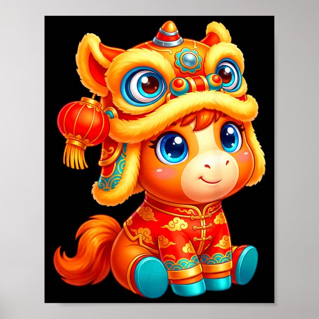 Year Of The Horse 2026 Chinese New Year Lion Dance Poster (Front)