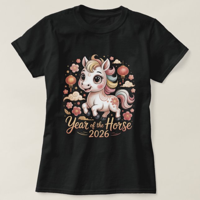 Year of the Horse 2026 Chinese New Year Shirt Cute (Design Front)