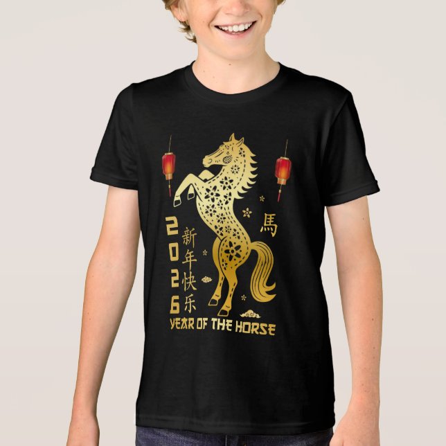 Year Of The Horse 2026 - Chinese Zodiac 2026 Tri-Blend Shirt (Front)
