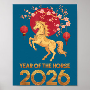 Year Of The Horse 2026 Chinese Zodiac Lunar New Ye Poster