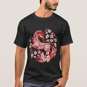 Year of the Horse 2026 Cut Art with Cherry Blossom T-Shirt