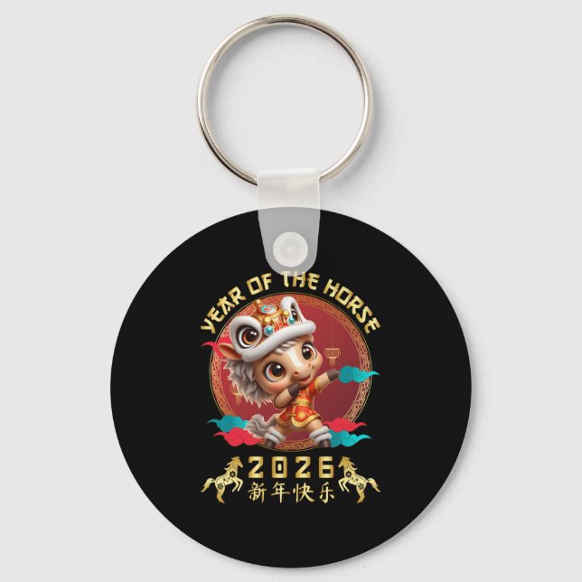 Year Of The Horse 2026 Cute Chinese Lunar New Year Key Ring (Front)