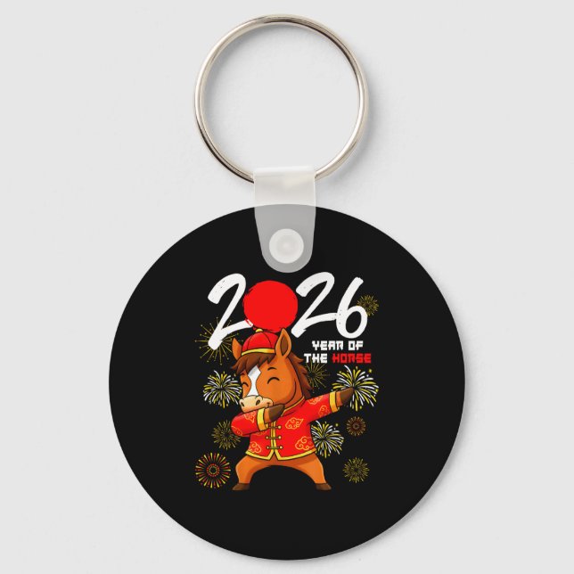 Year Of The Horse 2026 Dabbing Horse Chinese New Y Key Ring (Front)