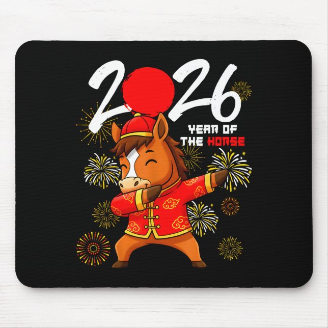 Year Of The Horse 2026 Dabbing Horse Chinese New Y Mouse Pad (Front)