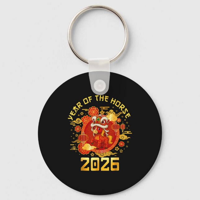 Year Of The Horse 2026 Family Matching Mens Womens Key Ring (Front)