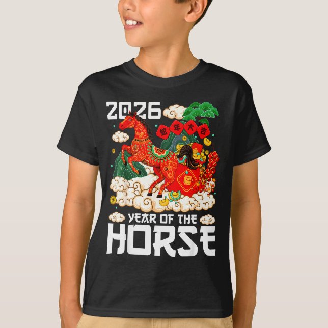 Year Of The Horse 2026 Happy Chinese Lunar New Yea T-Shirt (Front)