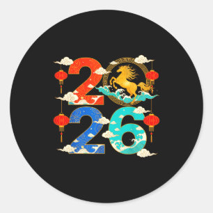 Year Of The Horse 2026 Happy Chinese New Year 2026 Classic Round Sticker