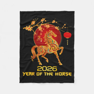 Year Of The Horse 2026 Happy Chinese New Year 2026 Fleece Blanket