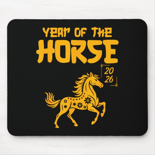 Year Of The Horse 2026 Happy New Year Golden Horse Mouse Pad (Front)