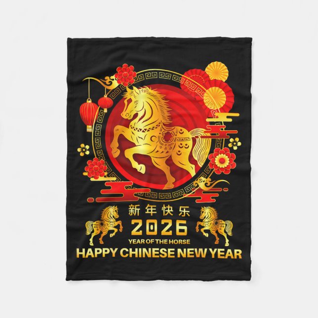 Year Of The Horse 2026 Lunar Chinese New Year Men  Fleece Blanket (Front)