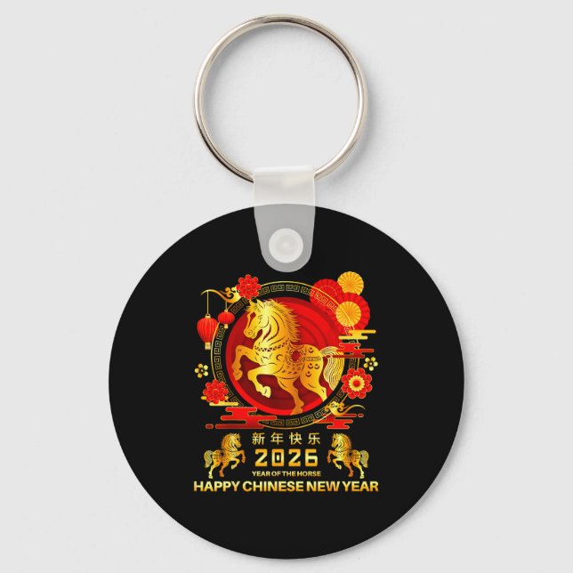Year Of The Horse 2026 Lunar Chinese New Year Men  Key Ring (Front)