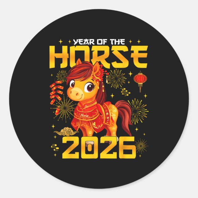 Year Of The Horse 2026 Lunar New Year Chinese New  Classic Round Sticker (Front)