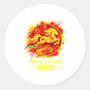 Year Of The Horse 2026 Lunar New Year Chinese New  Classic Round Sticker