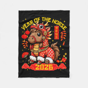 Year Of The Horse 2026 Lunar New Year Chinese New  Fleece Blanket