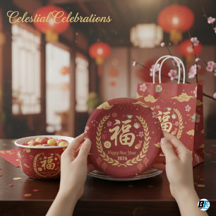 Year of the Horse 2026 Lunar New Year Dinner Paper Plate