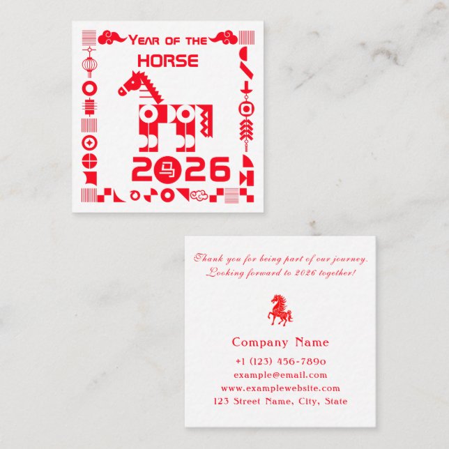 Year of the Horse 2026 Square Business Card (Front/Back)