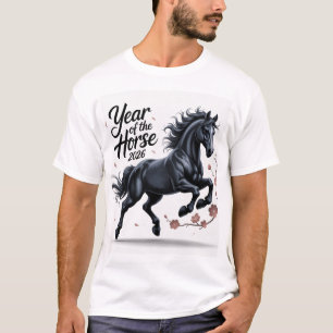 Year of the Horse 2026 with Cherry Blossom T-Shirt