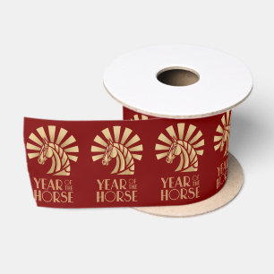 year of the horse Chinese new year gift tag Satin Ribbon