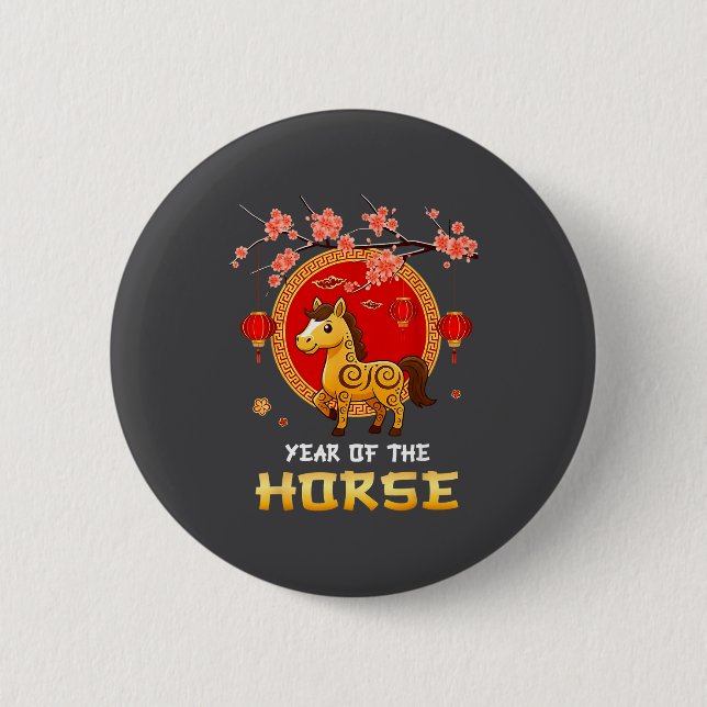 Year Of The Horse Chinese Zodiac Cute Ny Lanterns  6 Cm Round Badge (Front)
