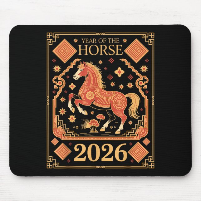 Year Of The Horse – Chinese Zodiac New Year 2026  Mouse Pad (Front)