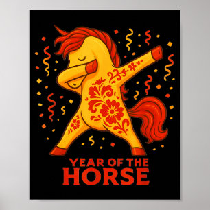 Year Of The Horse Dabbing Chinese New Year 2026 Zo Poster