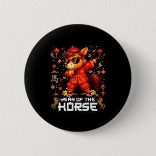 Year Of The Horse Dabbing Horse Lunar Chinese New  6 Cm Round Badge