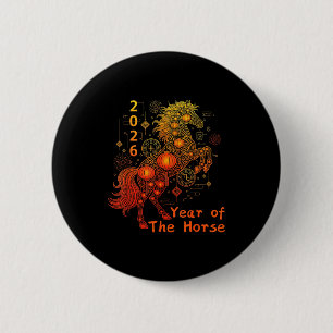 Year Of The Horse Happy Chinese Lunar New Year 202 6 Cm Round Badge