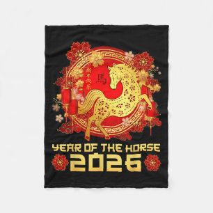 Year Of The Horse Happy Chinese Lunar New Year 202 Fleece Blanket