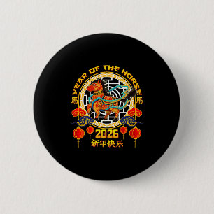 Year Of The Horse Kid Chinese New Year 2026 Lunar  6 Cm Round Badge