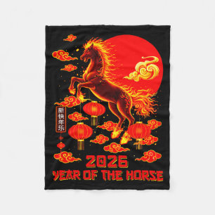 Year Of The Horse Lunar Chinese New Year Fire Hors Fleece Blanket