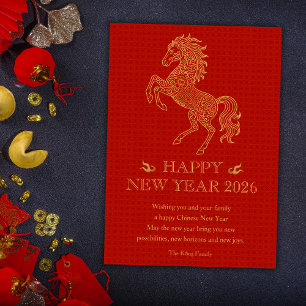 Year Of The Horse Red Chinese New Year 2026 Holiday Card