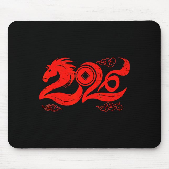 Year Of The Horse Zodiac Happy Chinese Lunar New Y Mouse Pad (Front)