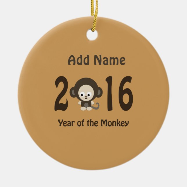 Year of the Monkey 2016 Ceramic Tree Decoration (Front)