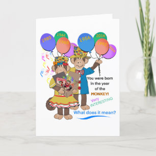 Year of the Monkey Birthday Greeting Card