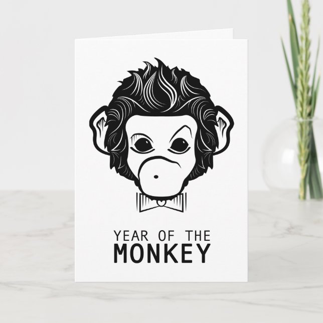 year of the monkey (bowtie) holiday card (Front)