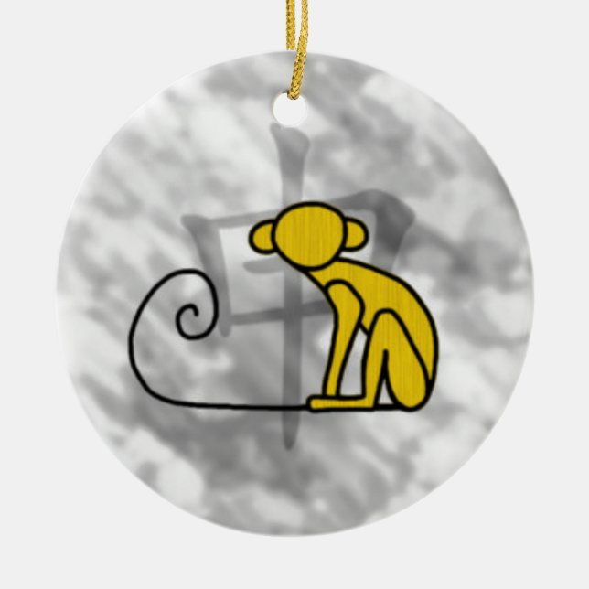 Year of the Monkey Ceramic Tree Decoration (Front)