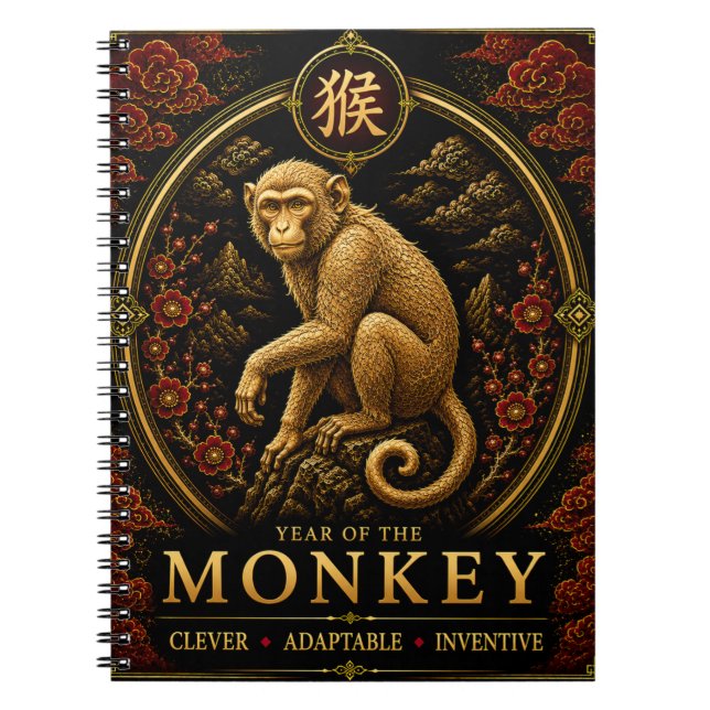 Year of the Monkey  Luxury Chinese Zodiac Notebook (Front)