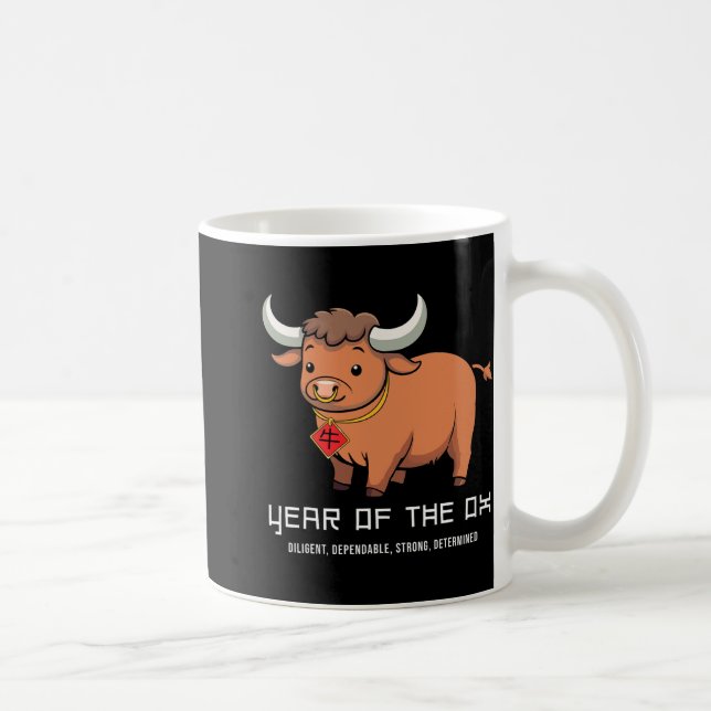 Year Of The Ox Cute Kawaii Chinese Zodiac Chinese  Coffee Mug (Right)