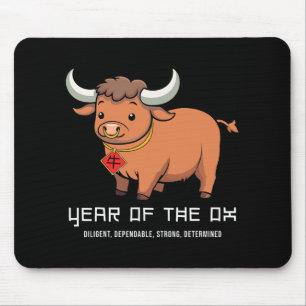 Year Of The Ox Cute Kawaii Chinese Zodiac Chinese Mouse Pad