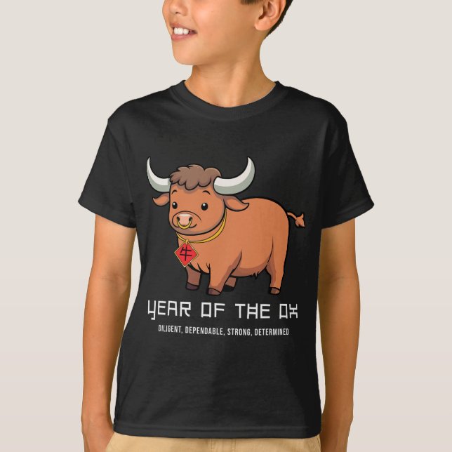 Year Of The Ox Cute Kawaii Chinese Zodiac Chinese  T-Shirt (Front)