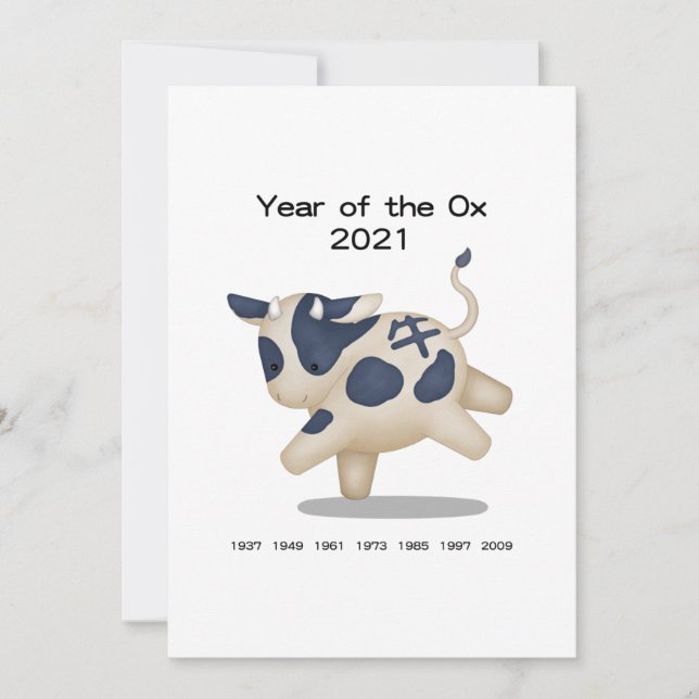 Year of the Ox Cute Zodiac 2021 Personalised (Front)