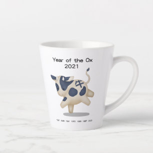 Year of the Ox Cute Zodiac Animal 2021 Latte Mug