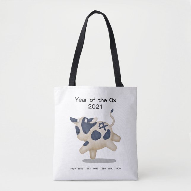 Year of the Ox Cute Zodiac Animal 2021 Tote Bag (Front)