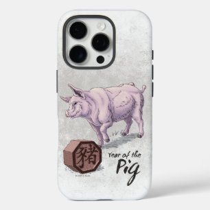 Year of the Pig (Boar) Chinese Zodiac Art iPhone 16 Pro Case