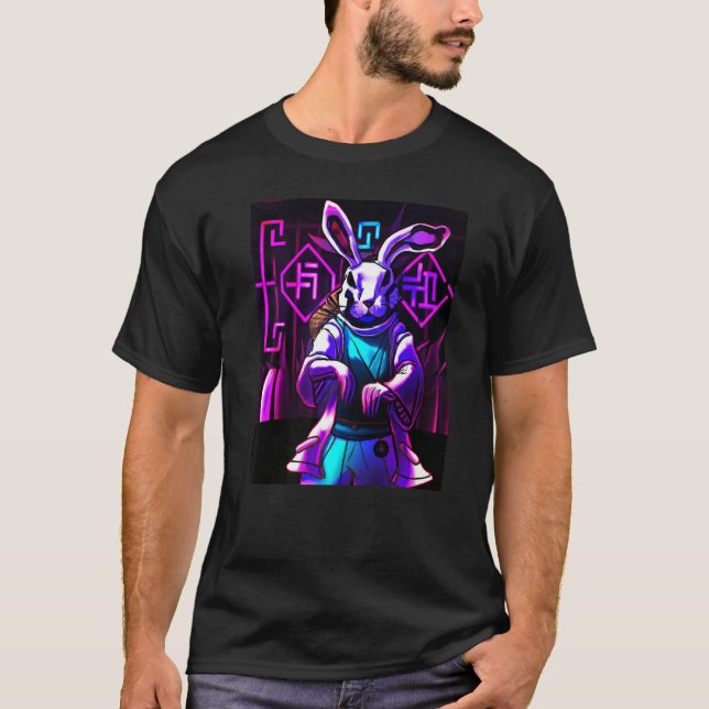 Year of The Rabbit 2023 Chinese Rabbit Synthwave   T-Shirt (Front)