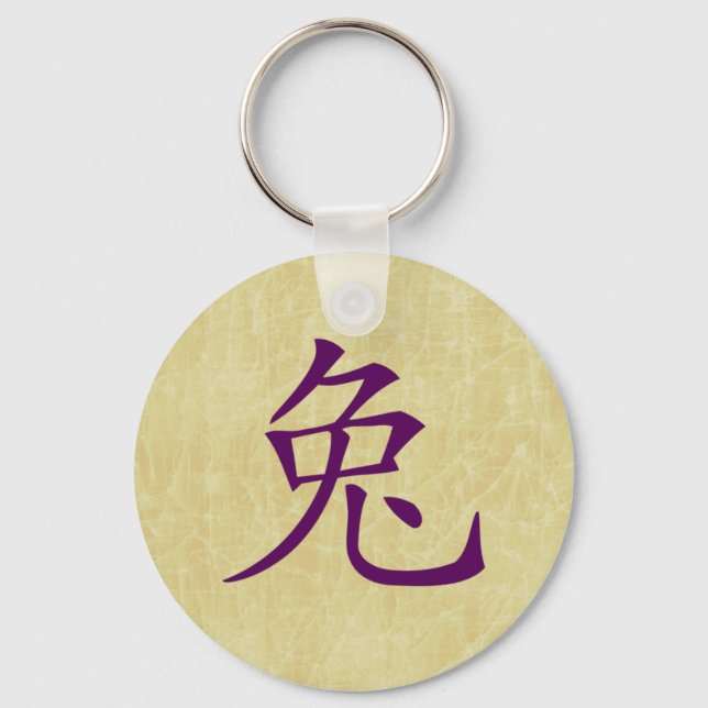year of the rabbit chinese symbol key ring (Front)