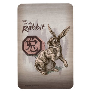 Year of the Rabbit Chinese Zodiac Art Magnet