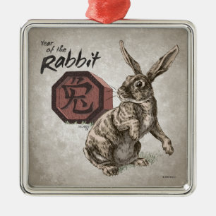Year of the Rabbit Chinese Zodiac Art Metal Tree Decoration