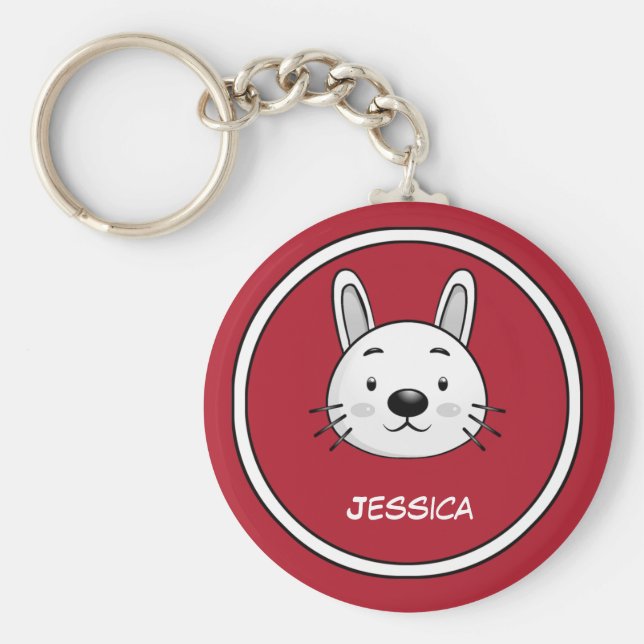 Year of the Rabbit. Cute Bunny | Custom Name Key Ring (Front)