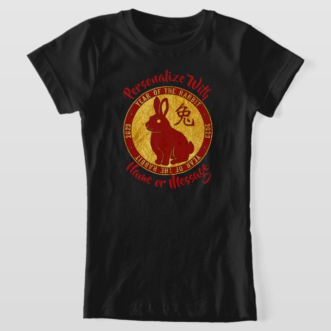 Year Of The Rabbit Faux Gold T-Shirt (Laydown)